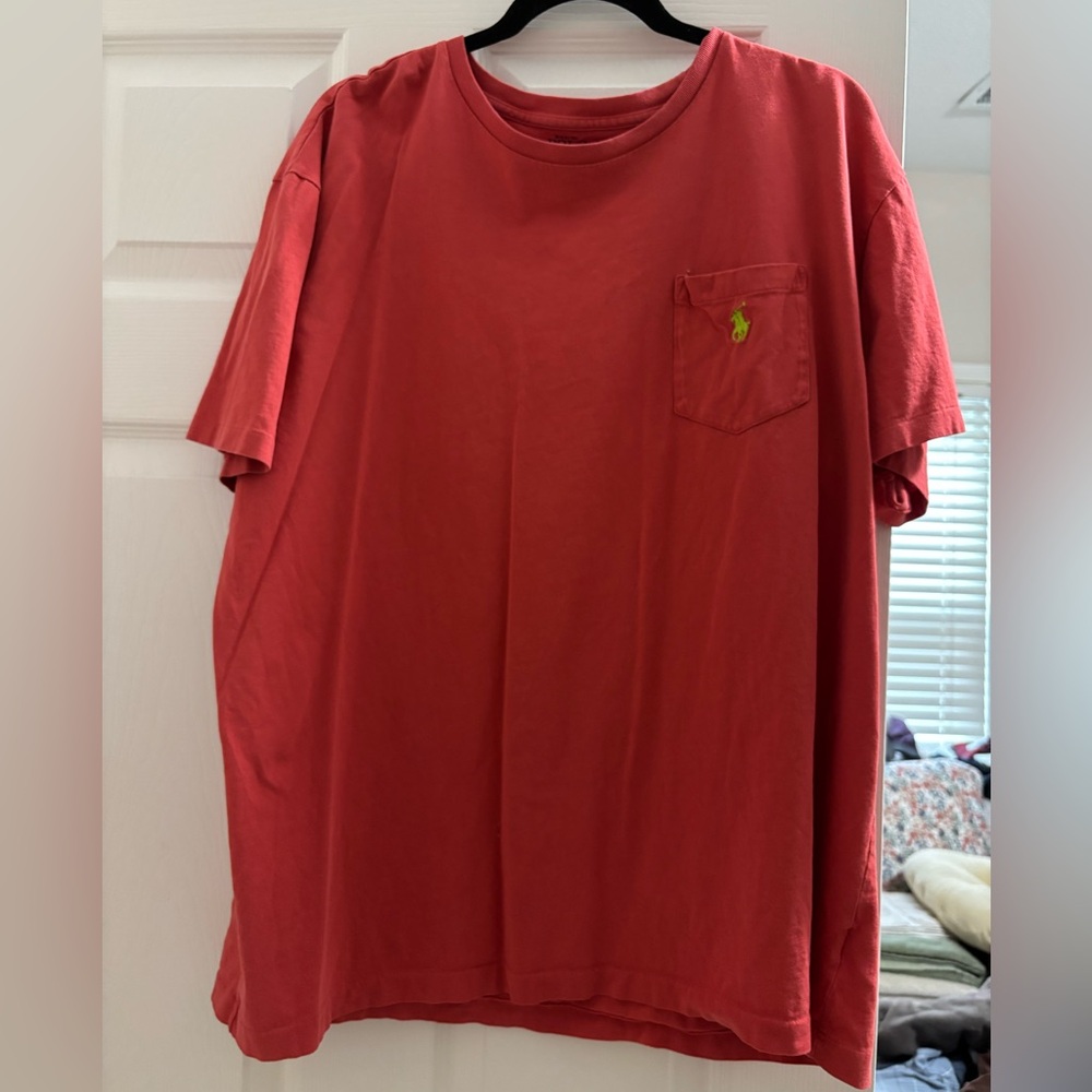 Polo by Ralph Lauren Men's Red Tee with Green Logo